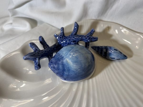 Muschelteller blaues Korallenmuster