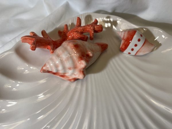 Muschelteller rotes Korallenmuster