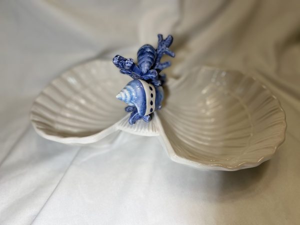 Doppelte Muschelschalen blaues Korallenmuster