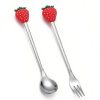 Besteckset Gabel und Löffel Erdbeeren