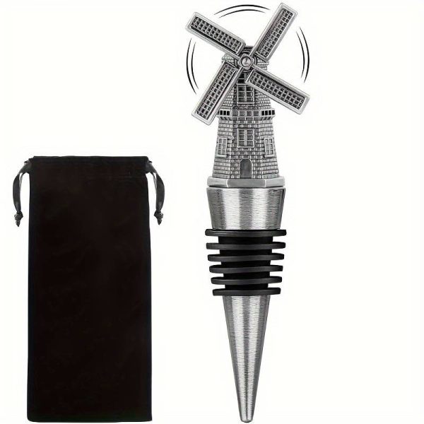 Windmühlen-Flaschenstopper - Weinkorken Silber