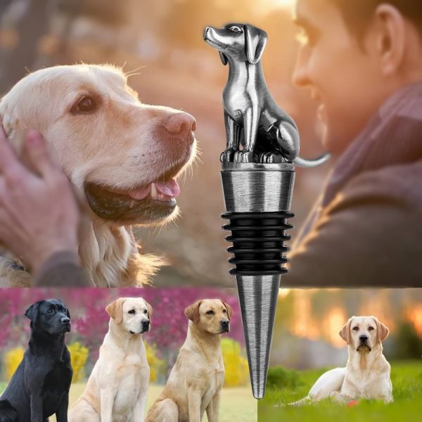 Flaschenverschluss Hund - Weinkorken Silber