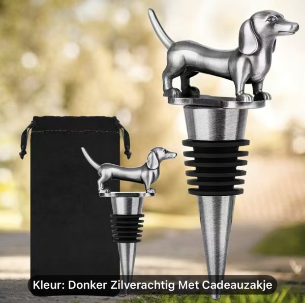 Dackel-Flaschenstopper – Weinkorken Silber