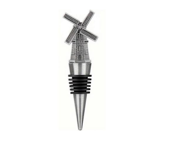 Windmühlen-Flaschenstopper - Weinkorken Silber