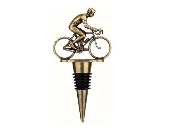 Flaschenstopper Fahrrad – Weinkorken Gold