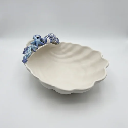 Muschelschale blau Seepferdchen