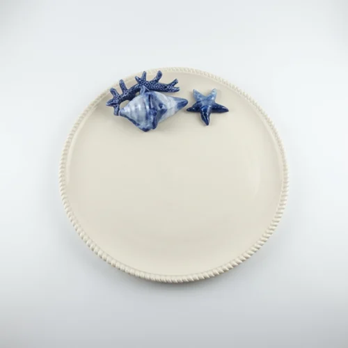 Runder Teller Blau Koralle