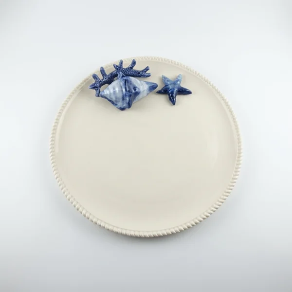 Runder Teller Blau Koralle