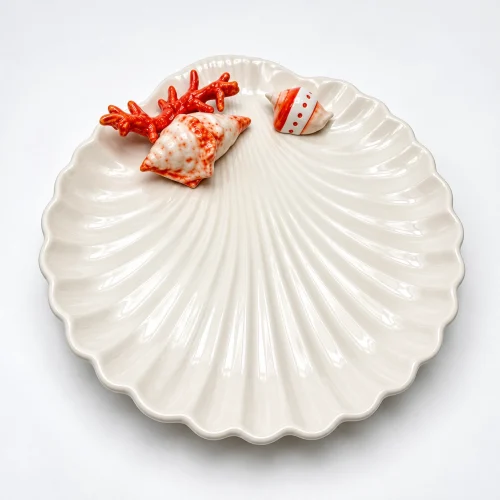 Muschelteller rotes Korallenmuster