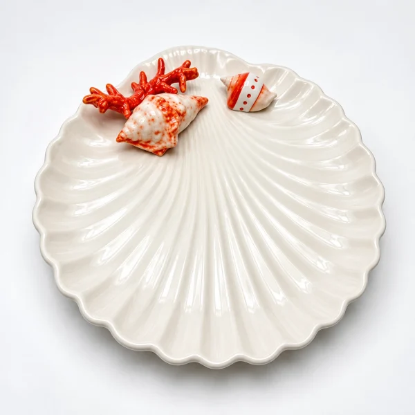 Muschelteller rotes Korallenmuster