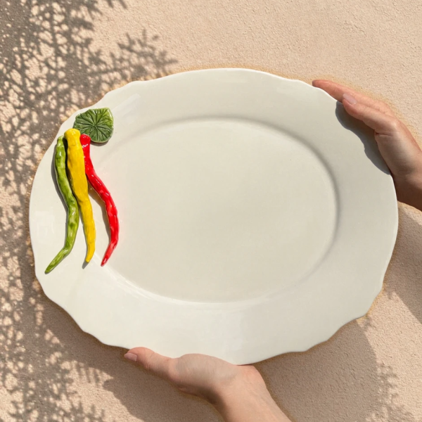 Große ovale Schale Peperoni