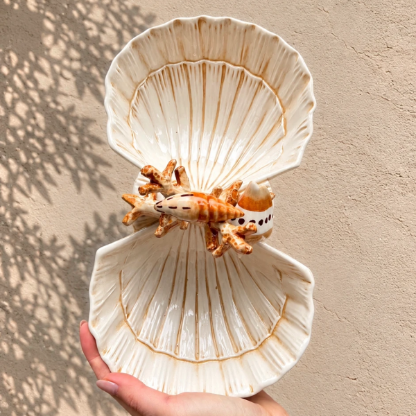 Muschel-Doppelschale beige Koralle